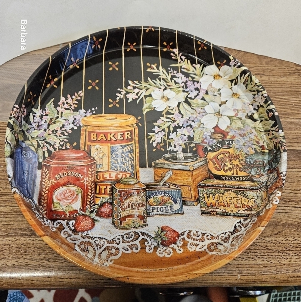 Vintage Giftco Tin Baker's Scene Serving Tray
